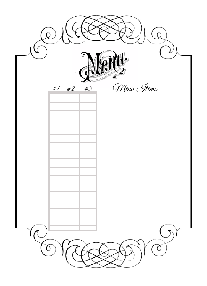 Mystery Dinner menu printable