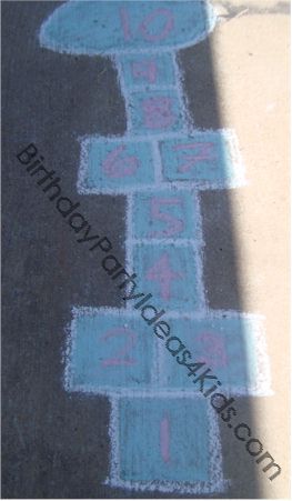 Hopscotch board made with sidewalk chalk