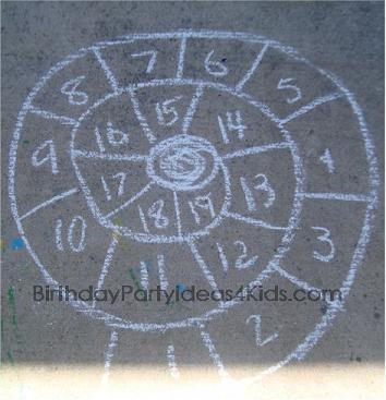 Snail Hopscotch with sidewalk chalk